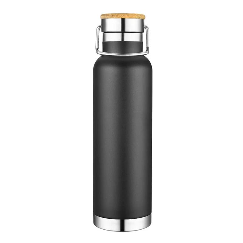 22 Oz. Slate Vacuum Bottle W/ Bamboo Top
